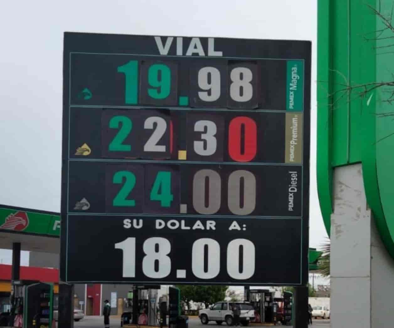 Alcanza gasolina 20 pesos en la frontera