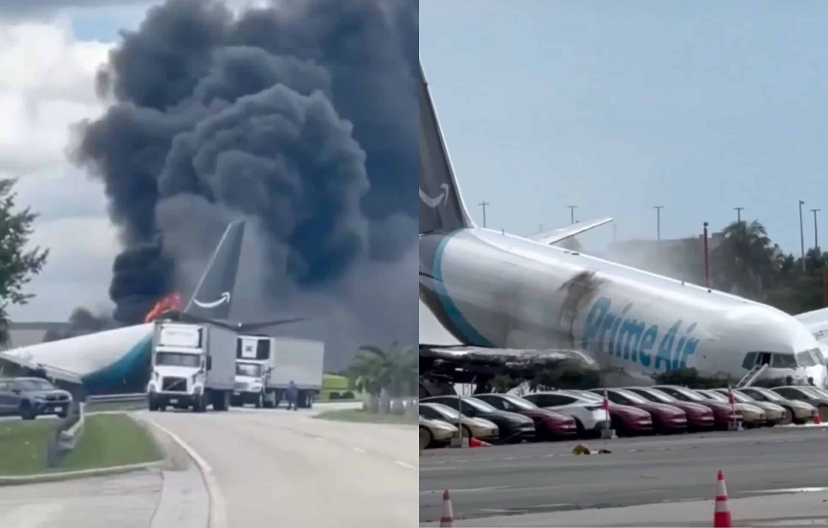 Tragedia en Miami: avi&oacute;n de carga de Amazon se estrella tras aterrizar