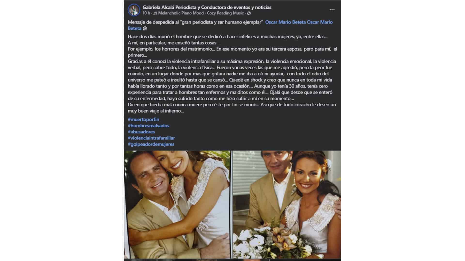 Gabriela Alcal&aacute; expone agresiones de &Oacute;scar Mario Beteta en redes sociales