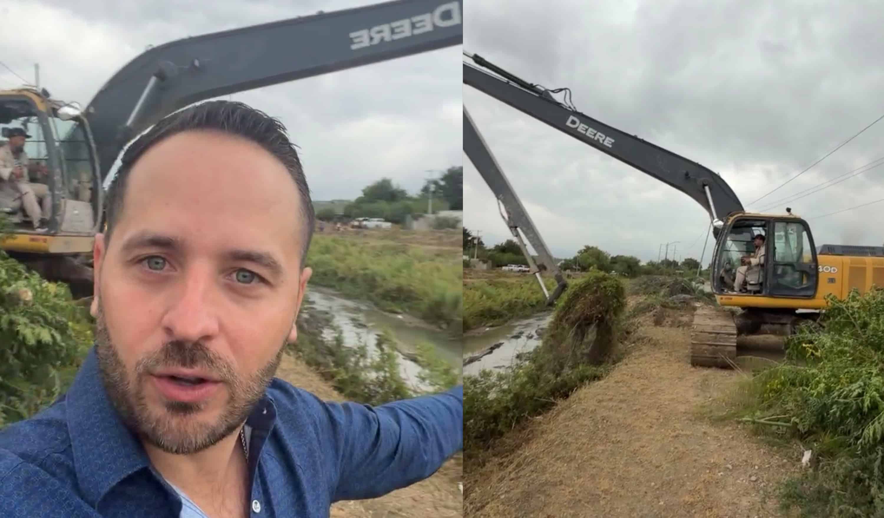 Tras las lluvias, retiran maleza del arroyo El Soldado en Piedras Negras