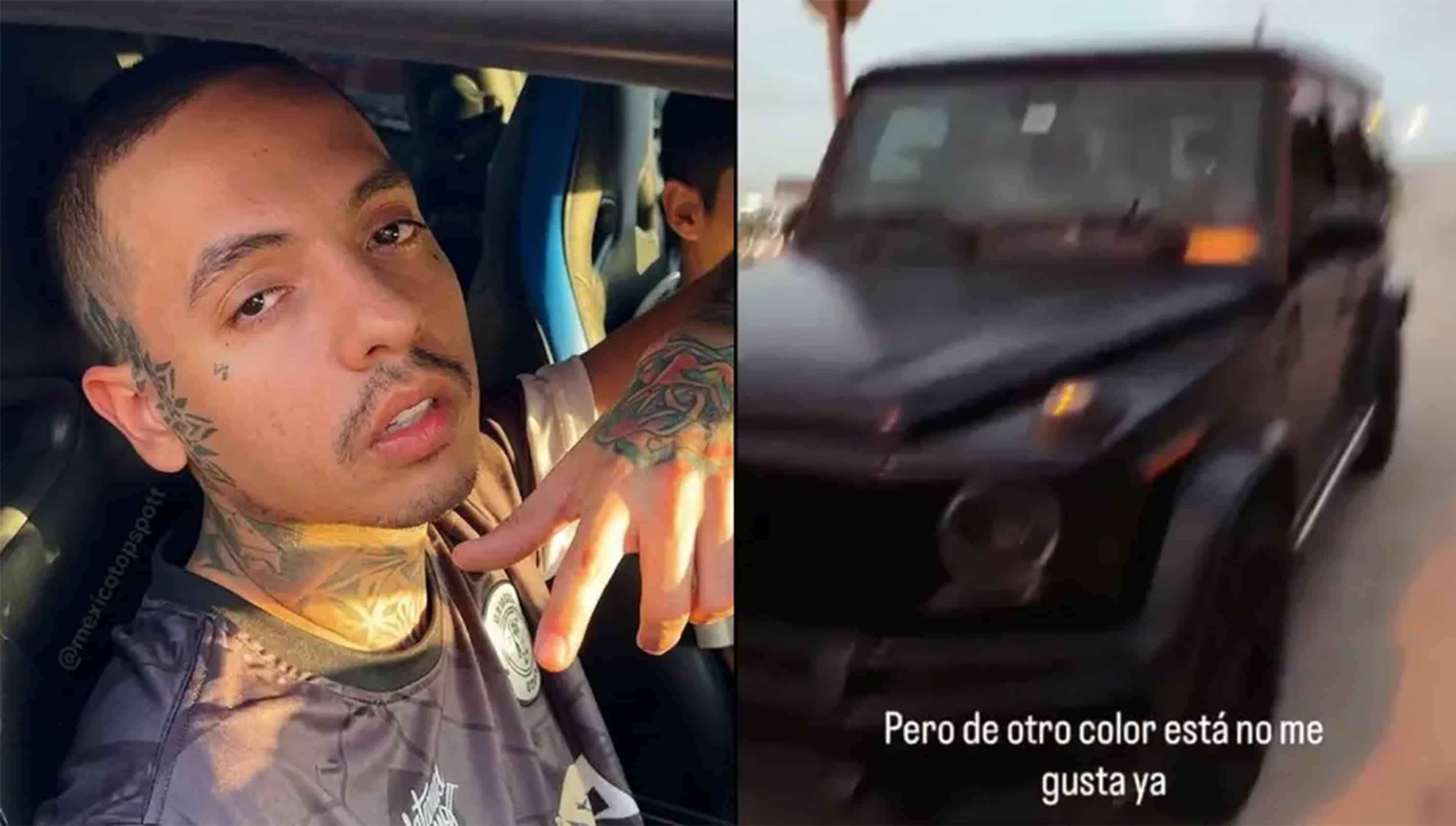 La millonaria Mercedes-AMG G 63 que Natanael Cano habr&iacute;a golpeado con piedras
