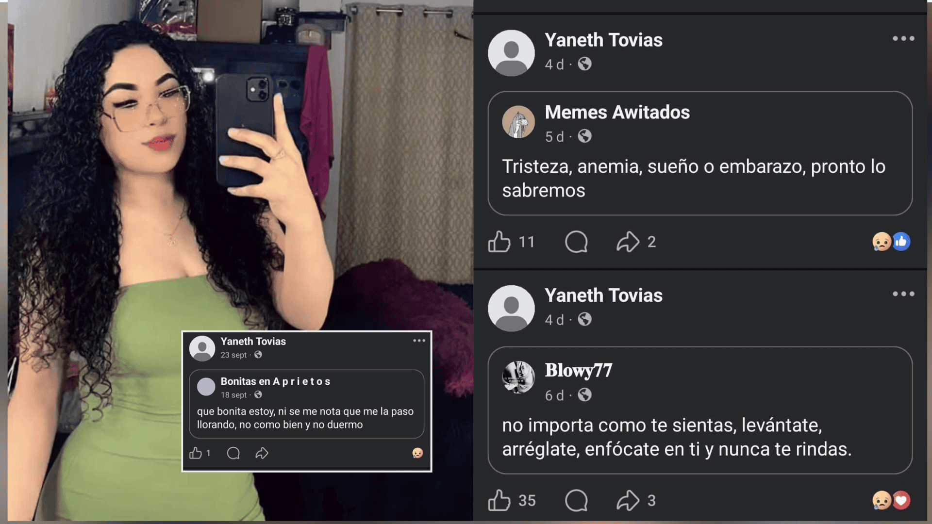 Detrás de las frases de Yaneth en Facebook, una tristeza que necesitaba ser escuchada