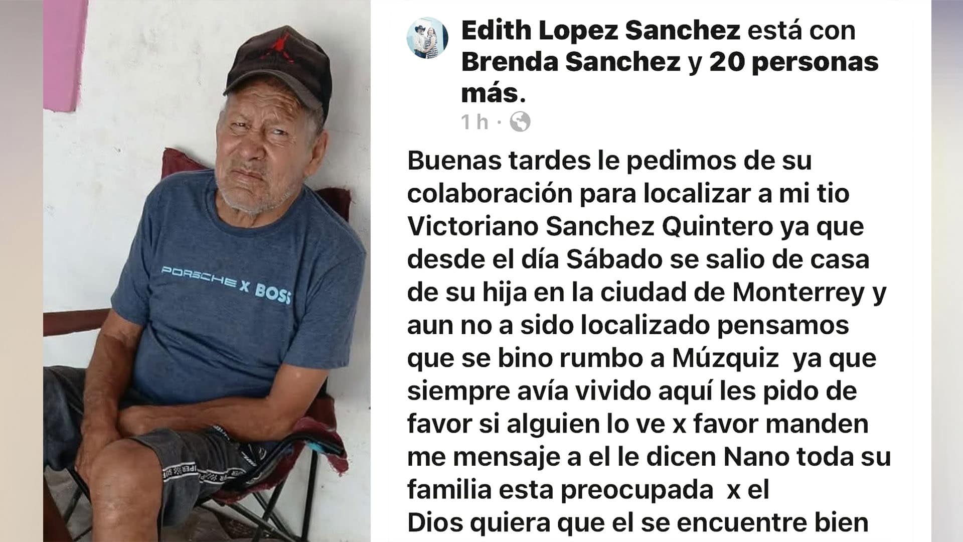 Familia busca a Victoriano Sánchez: Desaparecido en Monterrey