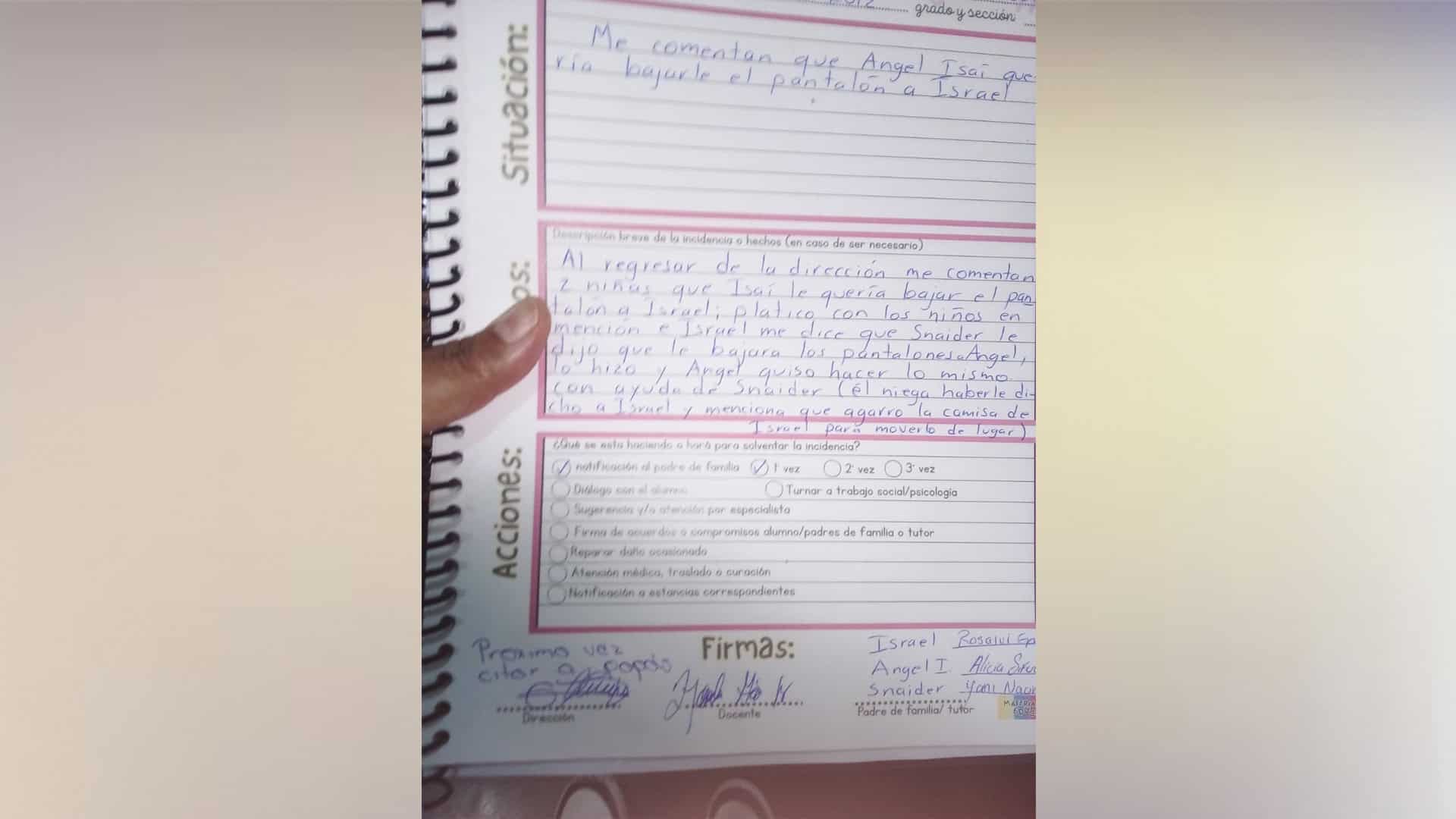 Madre denuncia a docente por incidente escolar